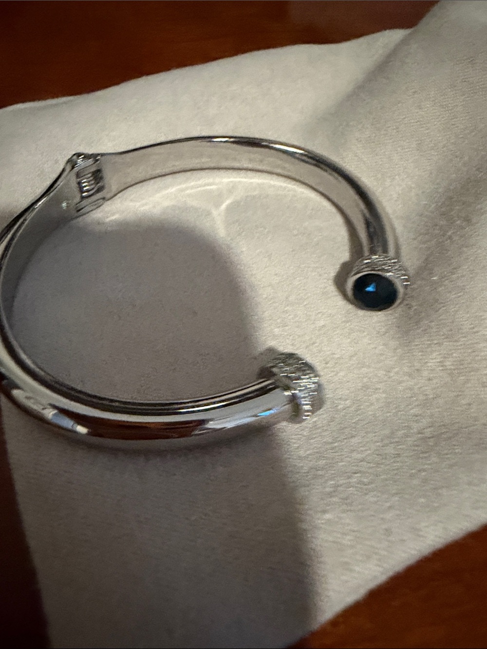 Brighton Silver Open Cuff Bracelet with Blue Accent